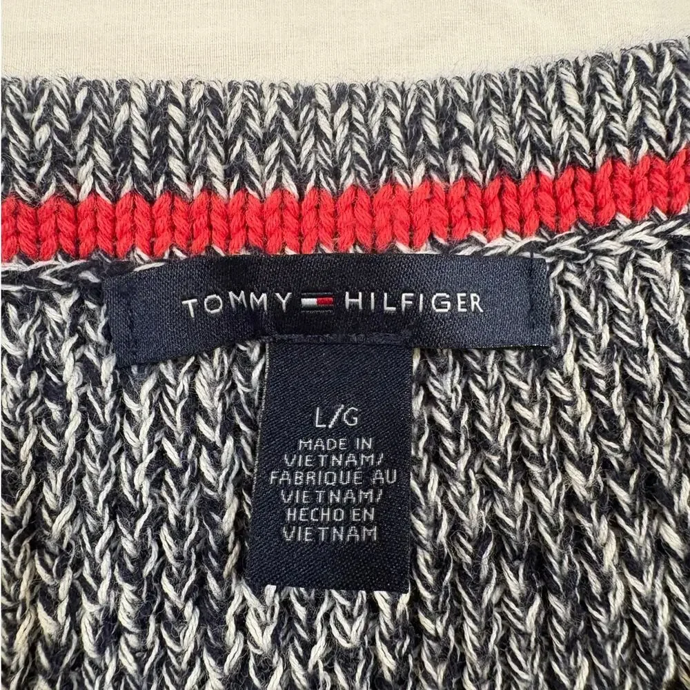 Tommy Hilfiger 100% Cotton Blue Knit Pullover Sweater Size Large
